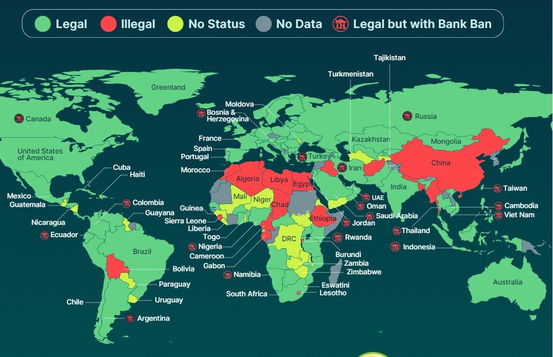 پذیرش جهانی ارزهای دیجیتال؛ قانونی شدن بیت‌کوین در ۱۱۹ کشور جهان